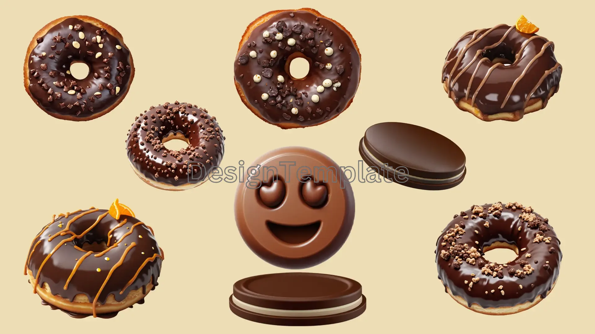 Bundle of Chocolate Donuts 3D Elements